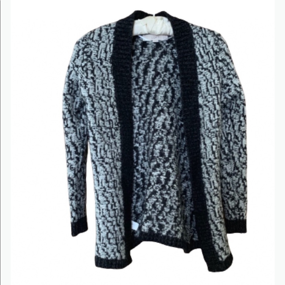 Loft petite black & white wool cardigan Size XSP